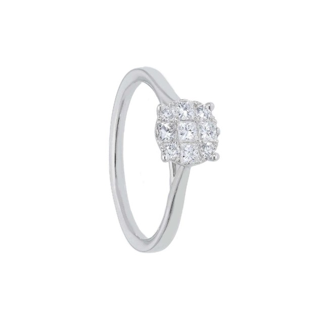 Anello solitario in oro bianco 750/°°° e diamante