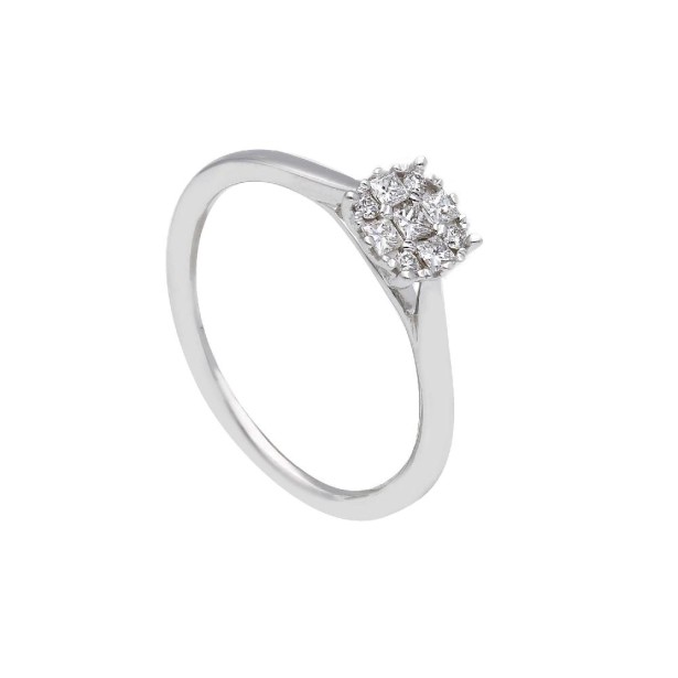 Anello solitario in oro bianco 750/°°° e diamante