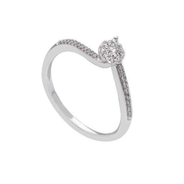 Anello solitario in oro bianco 750/°°° e diamante