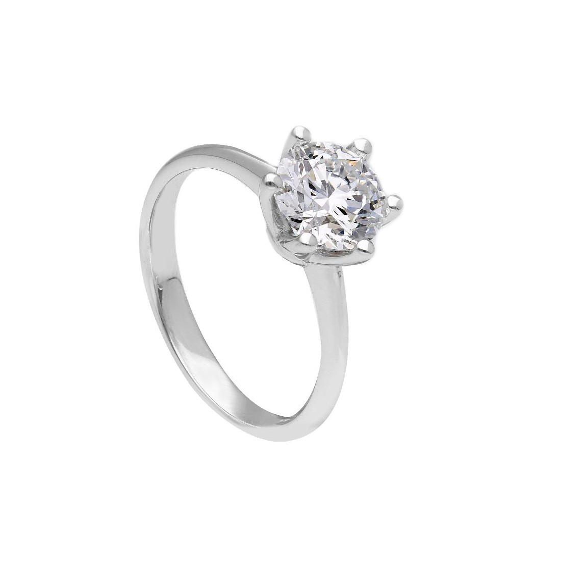 Anello solitario in oro bianco 375/°°° con diamante lab-grown