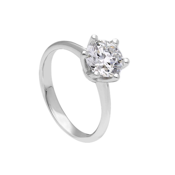 Anello solitario in oro bianco 375/°°° con diamante lab-grown
