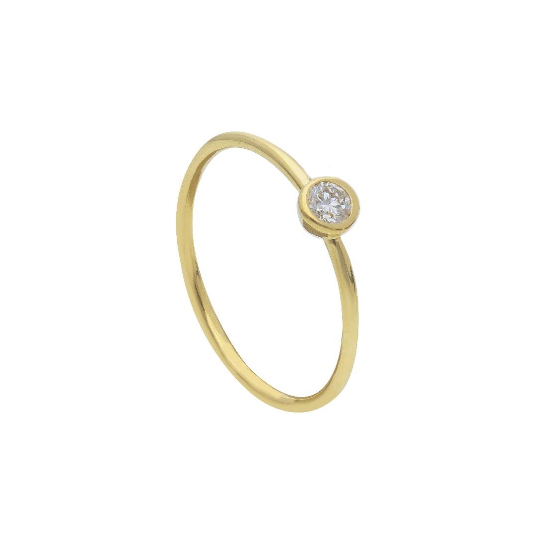 Anello solitario in oro giallo 375/°°° con diamante lab-grown