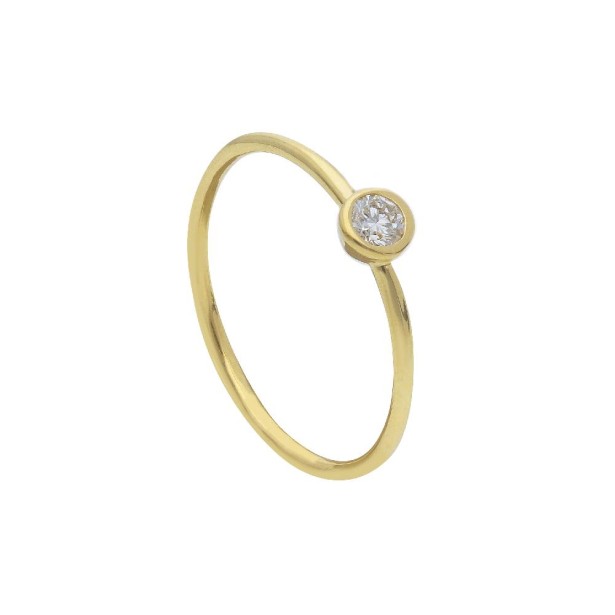 Anello solitario in oro giallo 375/°°° con diamante lab-grown