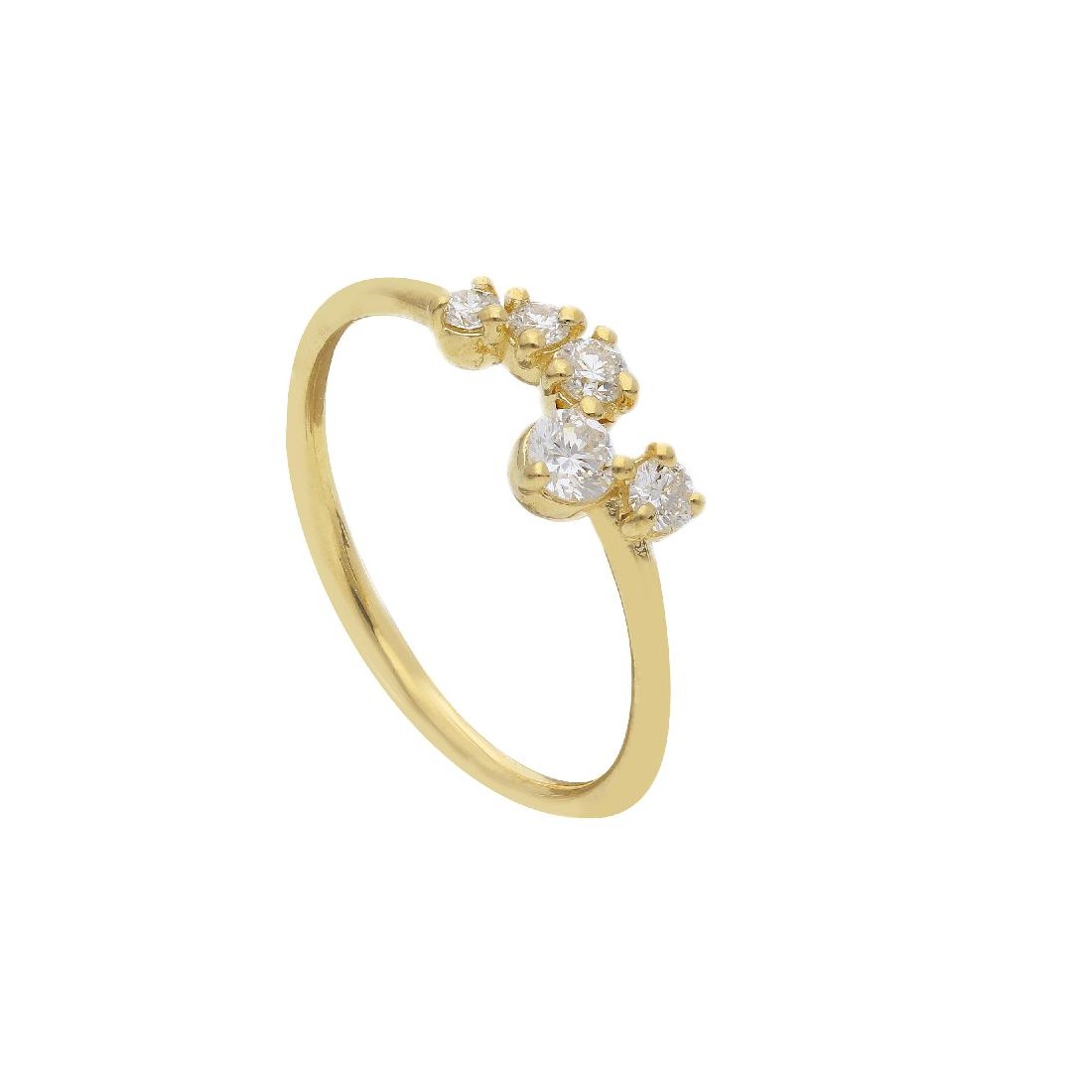 Anello in oro giallo 375/°°° con diamante lab-grown