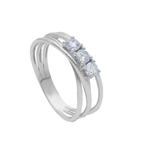 Anello trilogy in oro bianco 375/°°° con diamante lab-grown