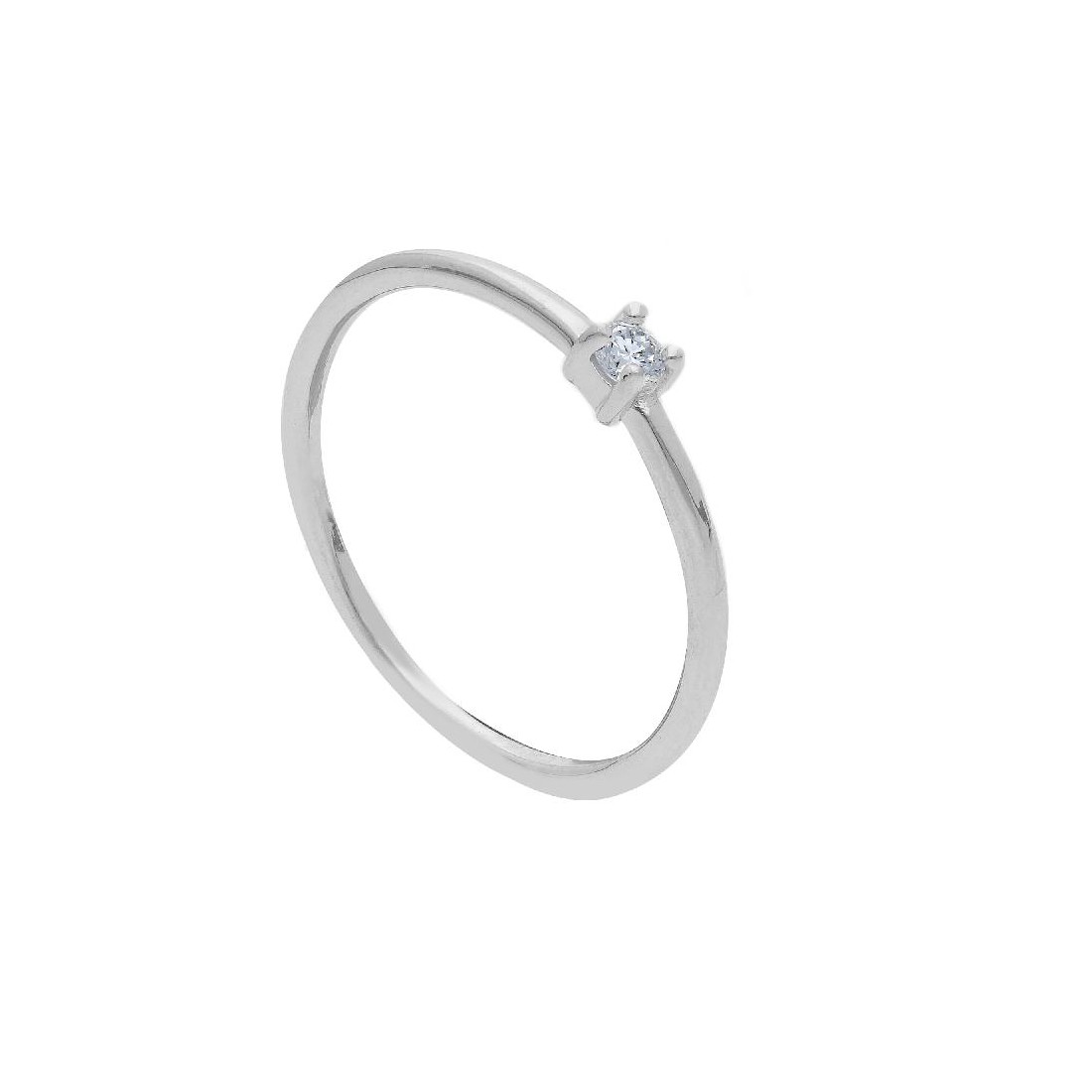 Anello solitario in oro bianco 375/°°° con diamante lab-grown