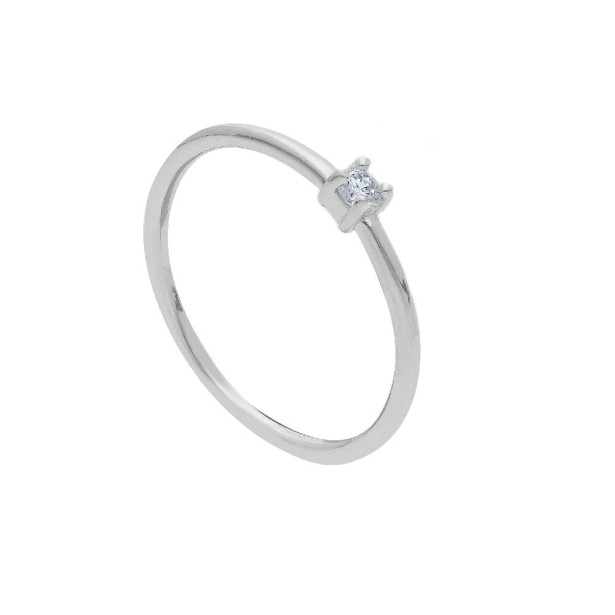 Anello solitario in oro bianco 375/°°° con diamante lab-grown