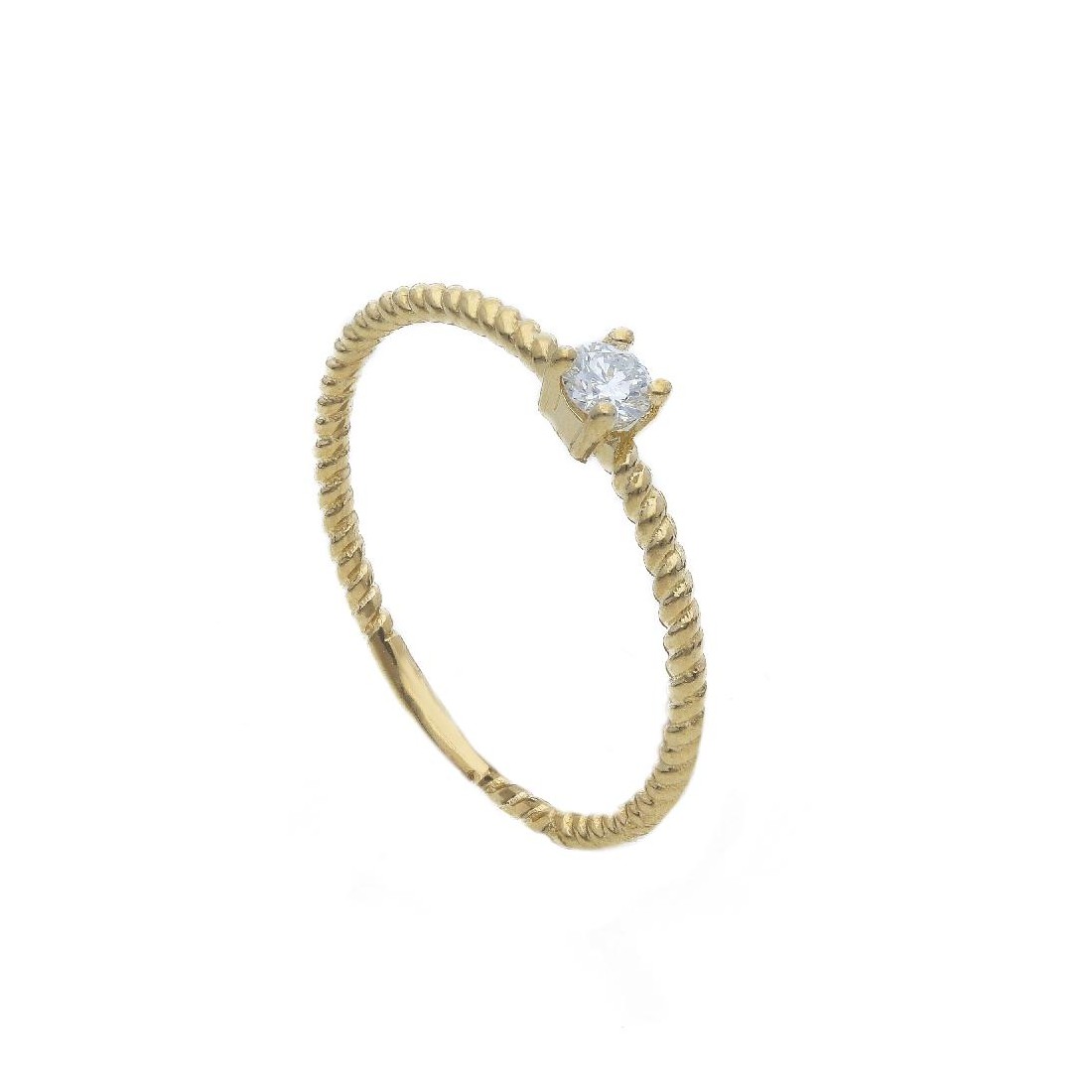 Anello solitario in oro giallo 375/°°° con diamante lab-grown