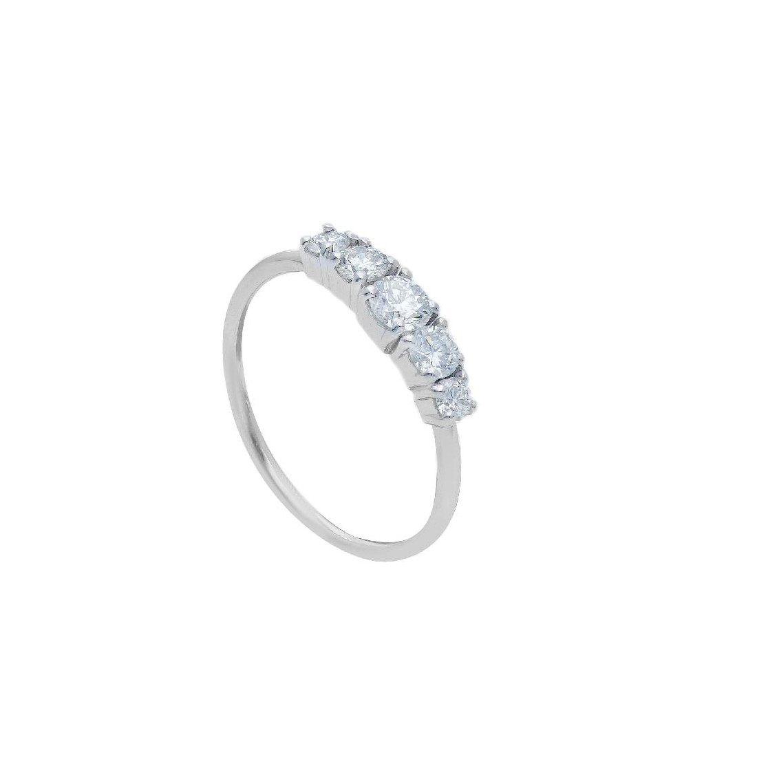 Anello riviere in oro bianco 375/°°° con diamante lab-grown