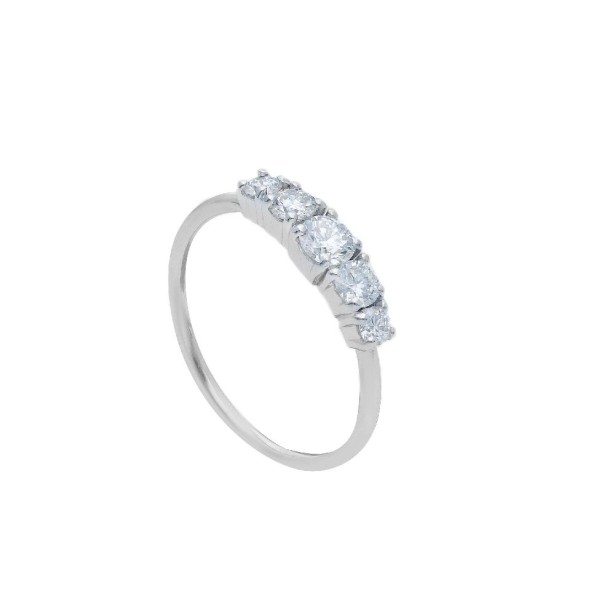 Anello riviere in oro bianco 375/°°° con diamante lab-grown
