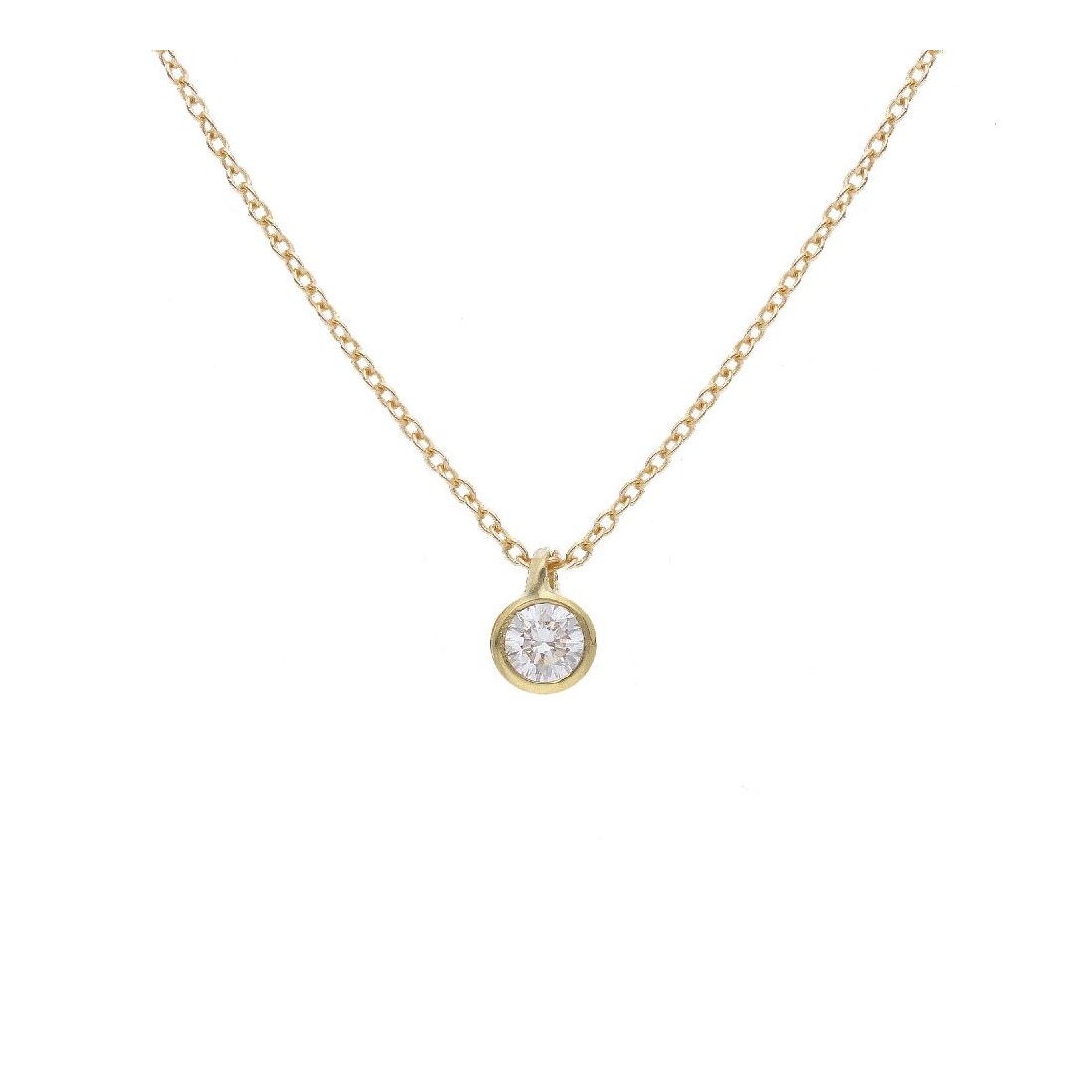 Girocollo in oro giallo 375/°°° con diamante lab-grown