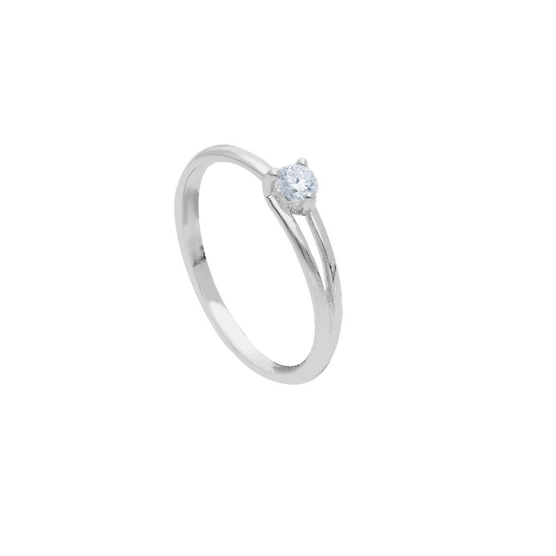Anello solitario in oro bianco 375/°°° con diamante lab-grown