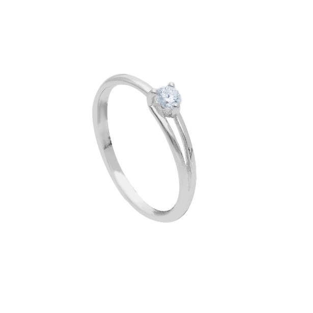 Anello solitario in oro bianco 375/°°° con diamante lab-grown
