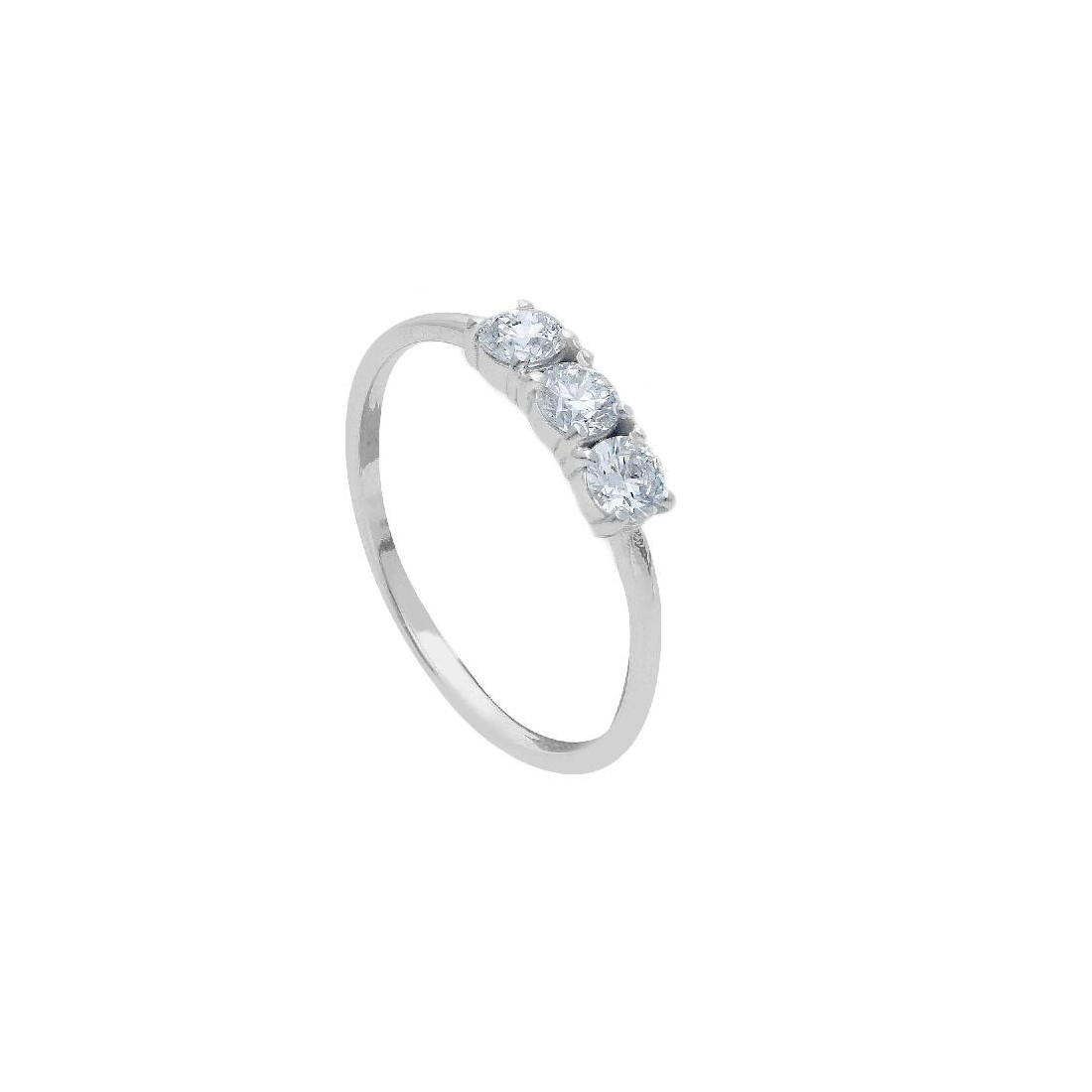 Anello trilogy in oro bianco 375/°°° con diamante lab-grown
