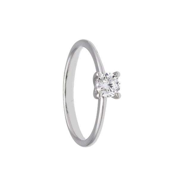 Anello solitario in oro bianco 375/°°° con diamante lab-grown