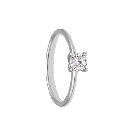 Anello solitario in oro bianco 375/°°° con diamante lab-grown