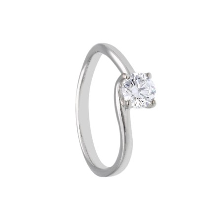 Anello solitario in oro bianco 375/°°° con diamante lab-grown