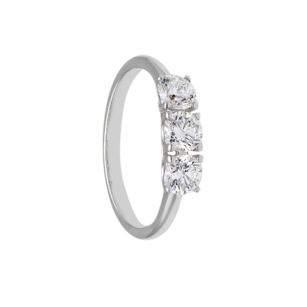 Anello trilogy in oro bianco 375/°°° con diamante lab-grown