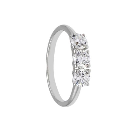 Anello trilogy in oro bianco 375/°°° con diamante lab-grown