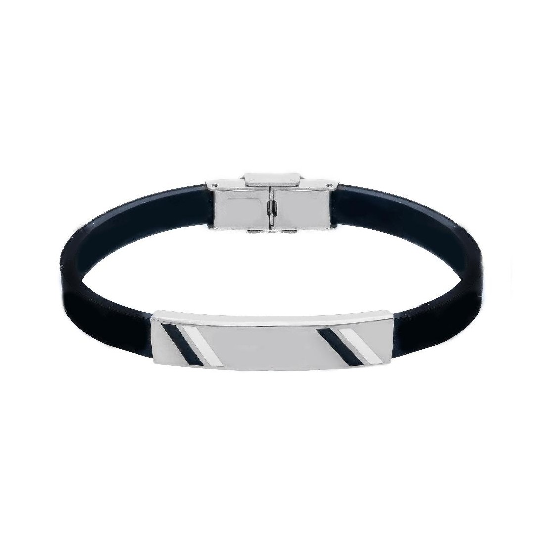 Bracciale in acciaio e caucciù con smalto