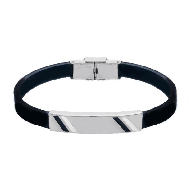 Bracciale in acciaio e caucciù con smalto