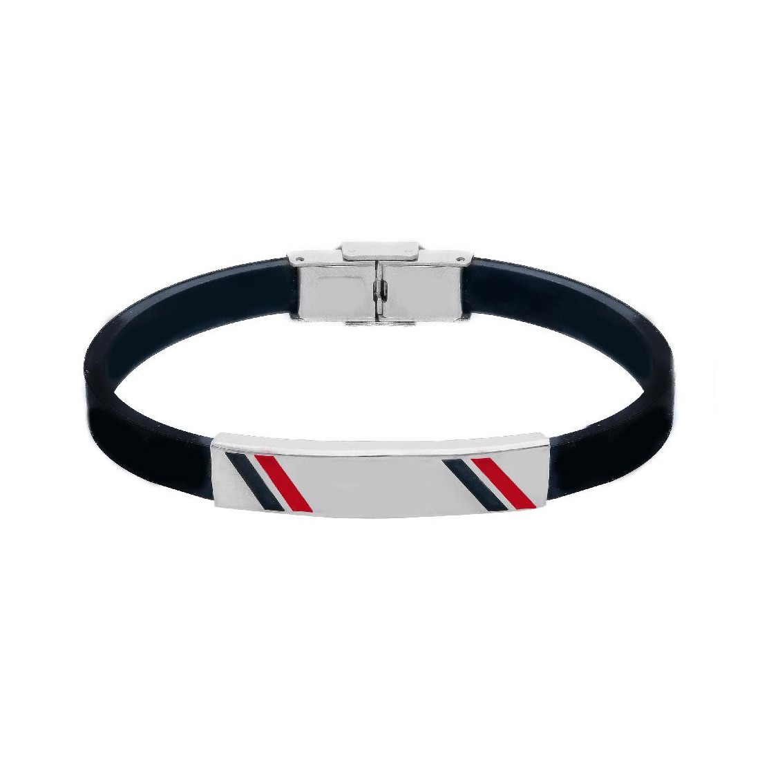 Bracciale in acciaio e caucciù con smalto