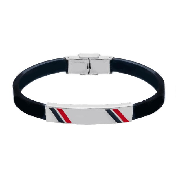 Bracciale in acciaio e caucciù con smalto
