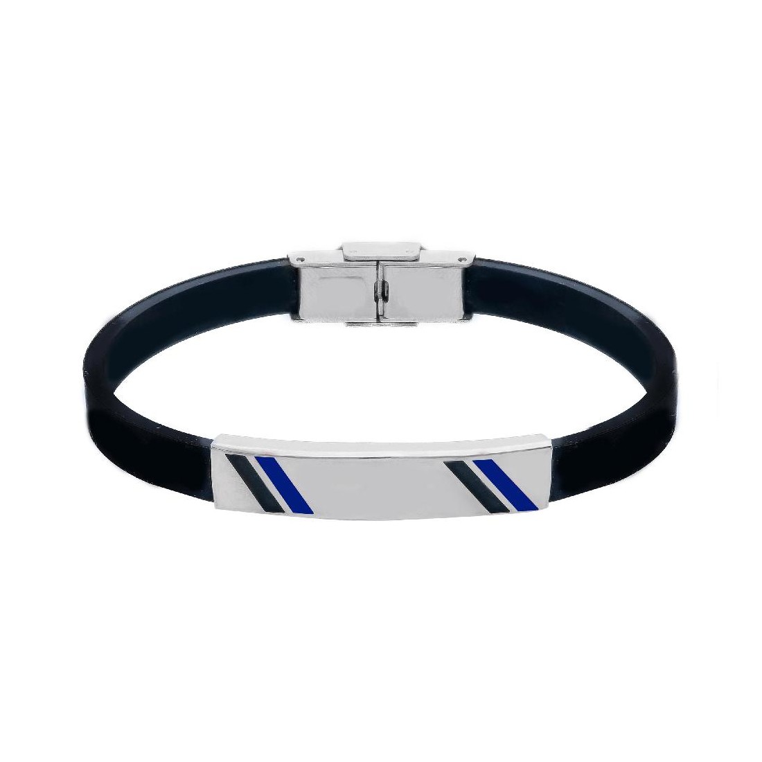 Bracciale in acciaio e caucciù con smalto