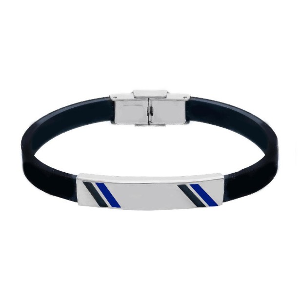 Bracciale in acciaio e caucciù con smalto