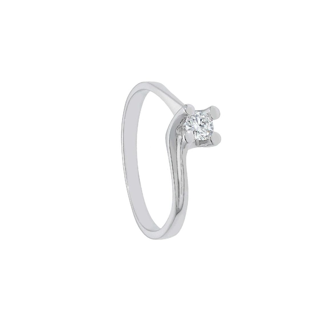 Anello solitario in oro bianco 750/ooo e diamante