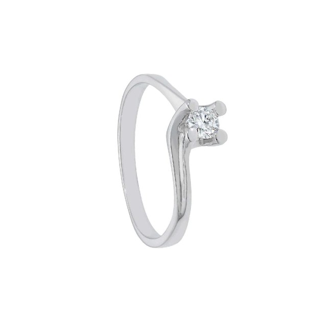 Anello solitario in oro bianco 750/ooo e diamante