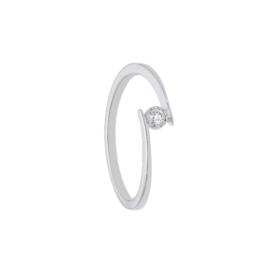 Anello solitario in oro bianco 750/ooo e diamante