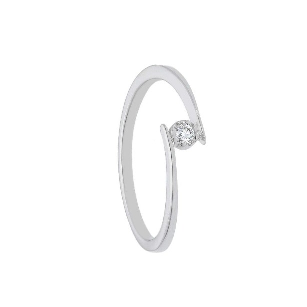 Anello solitario in oro bianco 750/ooo e diamante