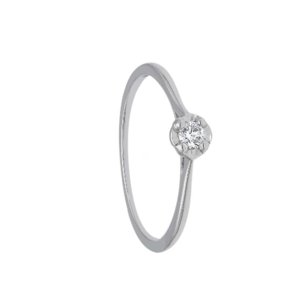 Anello solitario in oro bianco 750/ooo e diamante