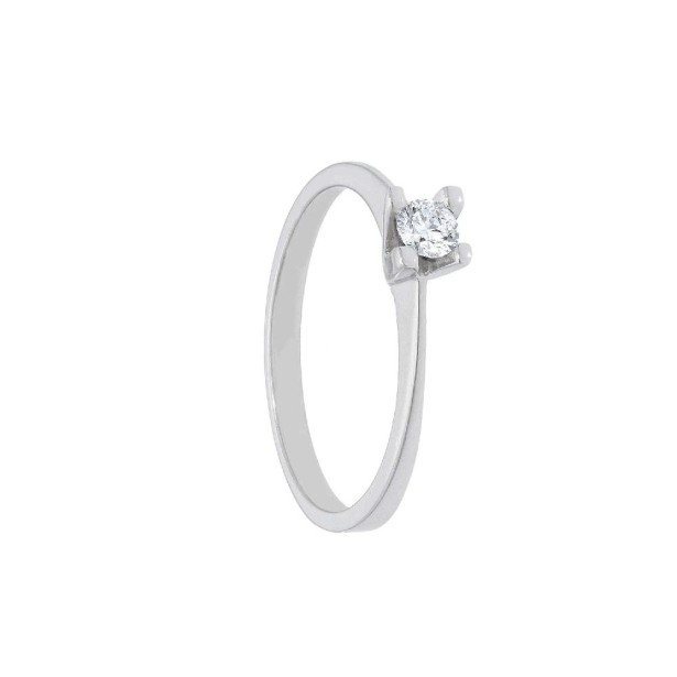 Anello solitario in oro bianco 750/°°° e diamante