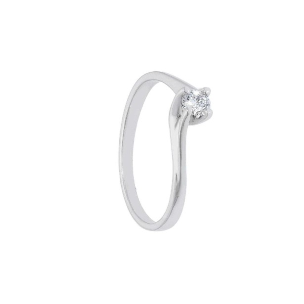 Anello solitario in oro bianco 750/°°° e diamante