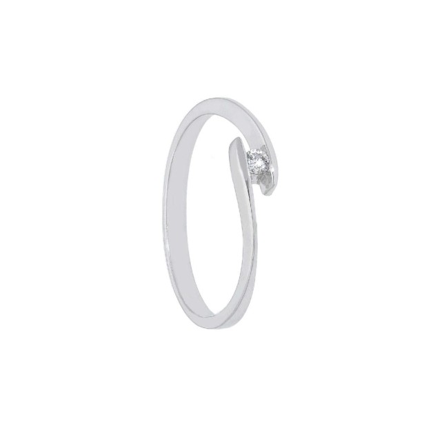 Anello solitario in oro bianco 750/°°° e diamante