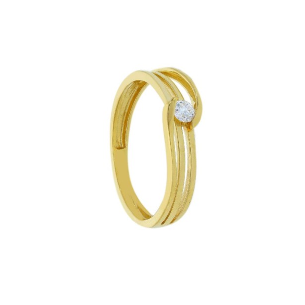 Anello solitario in oro giallo 750/°°° e diamante