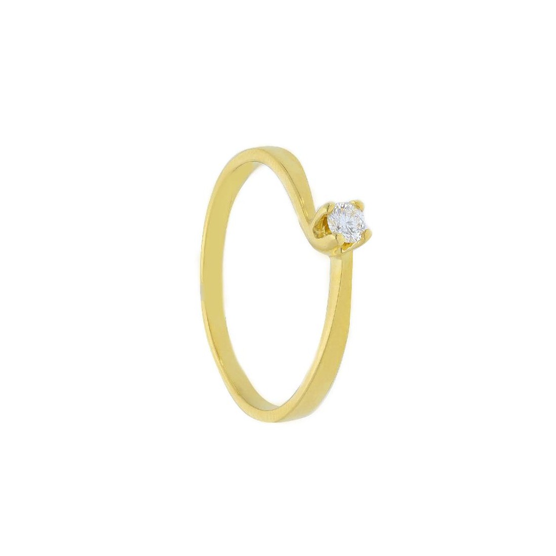 Anello solitario in oro giallo 750/°°° e diamante