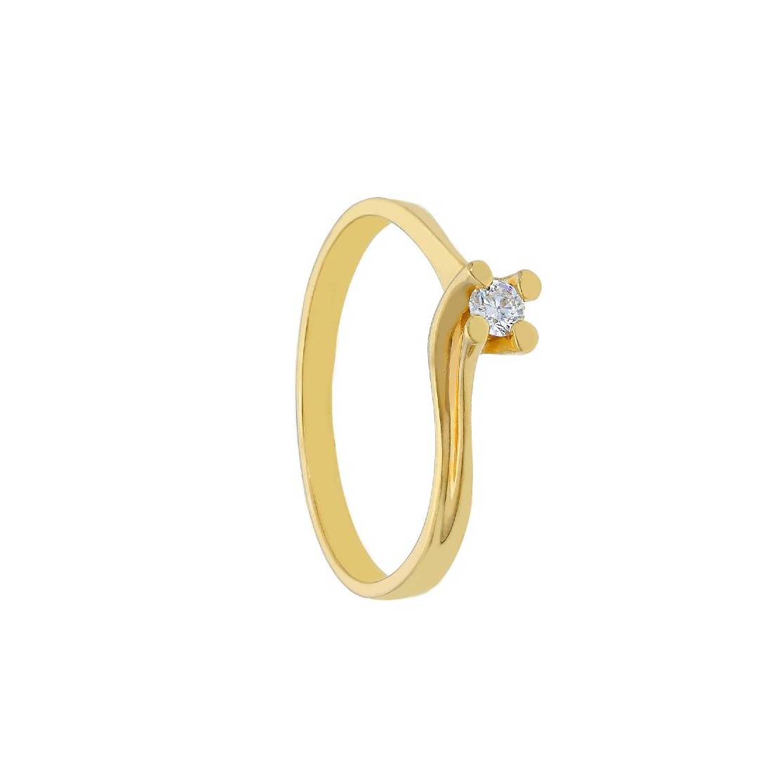 Anello solitario in oro giallo 750/ooo e diamante