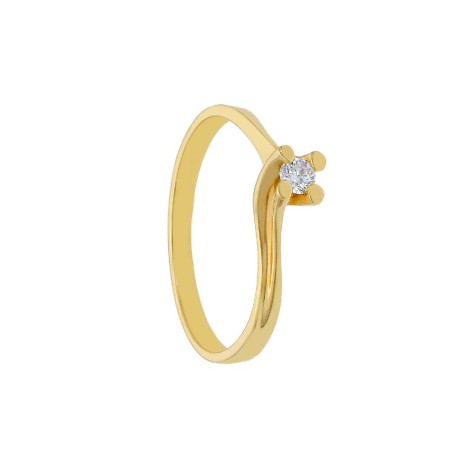 Anello solitario in oro giallo 750/ooo e diamante