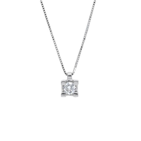 Girocollo punto luce in oro bianco 750/ooo e diamante