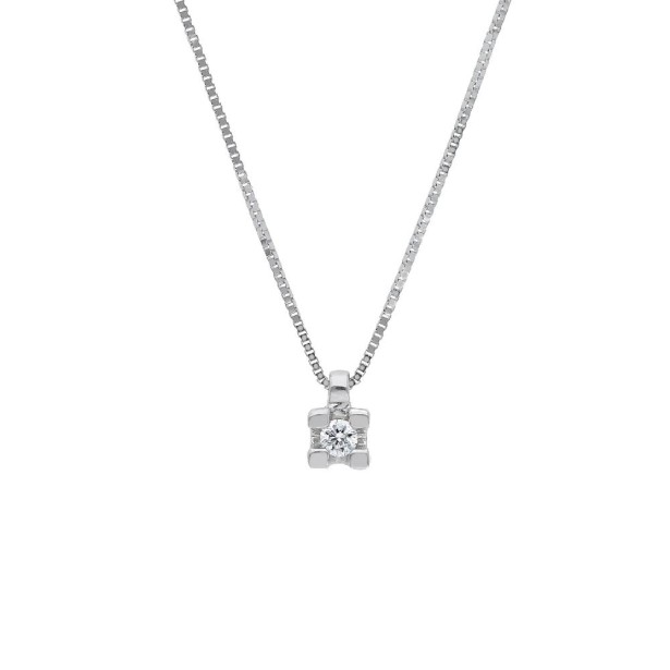 Girocollo punto luce in oro bianco 750/ooo e diamante