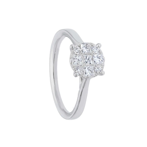 Anello solitario in oro bianco 750/°°° e diamante