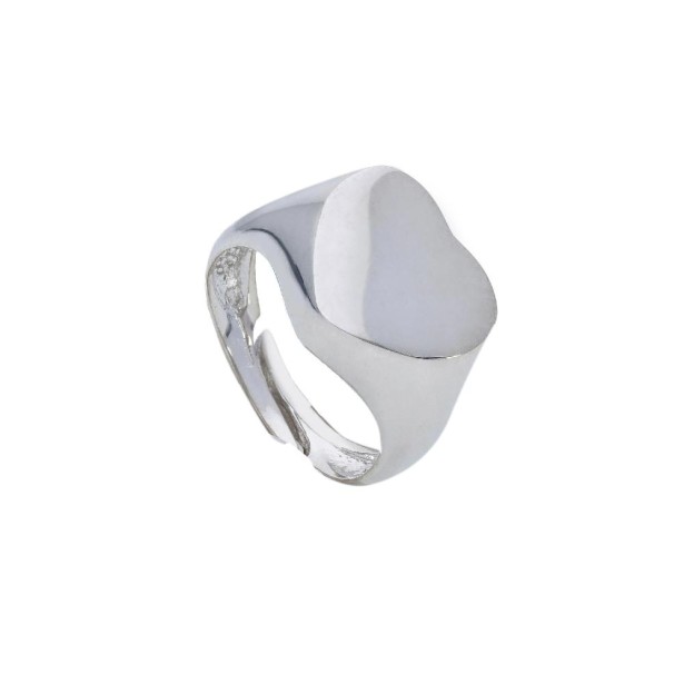 Anello chevalier in argento 925/°°° con cuore