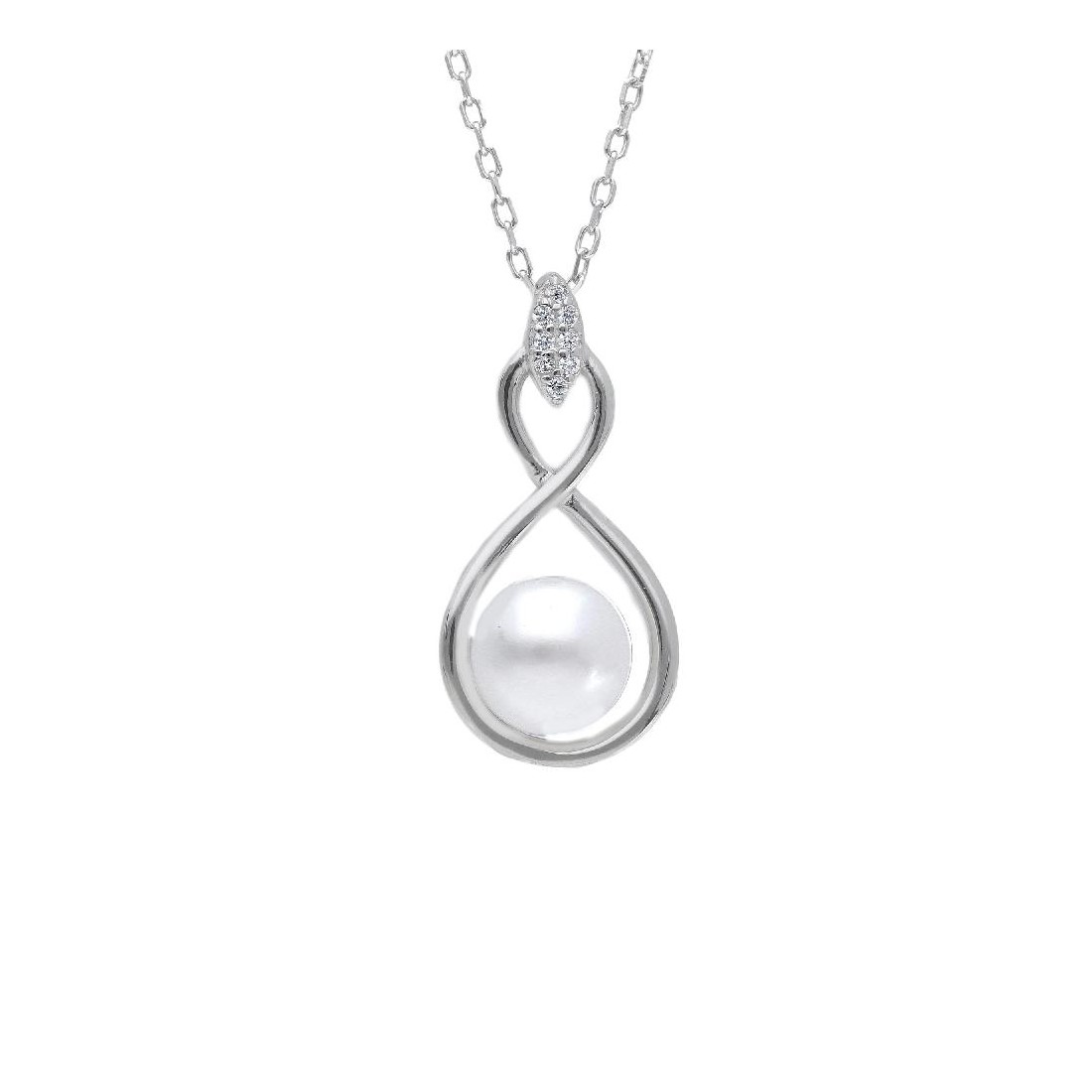Girocollo in argento 925/ooo zirconia cubica e perla