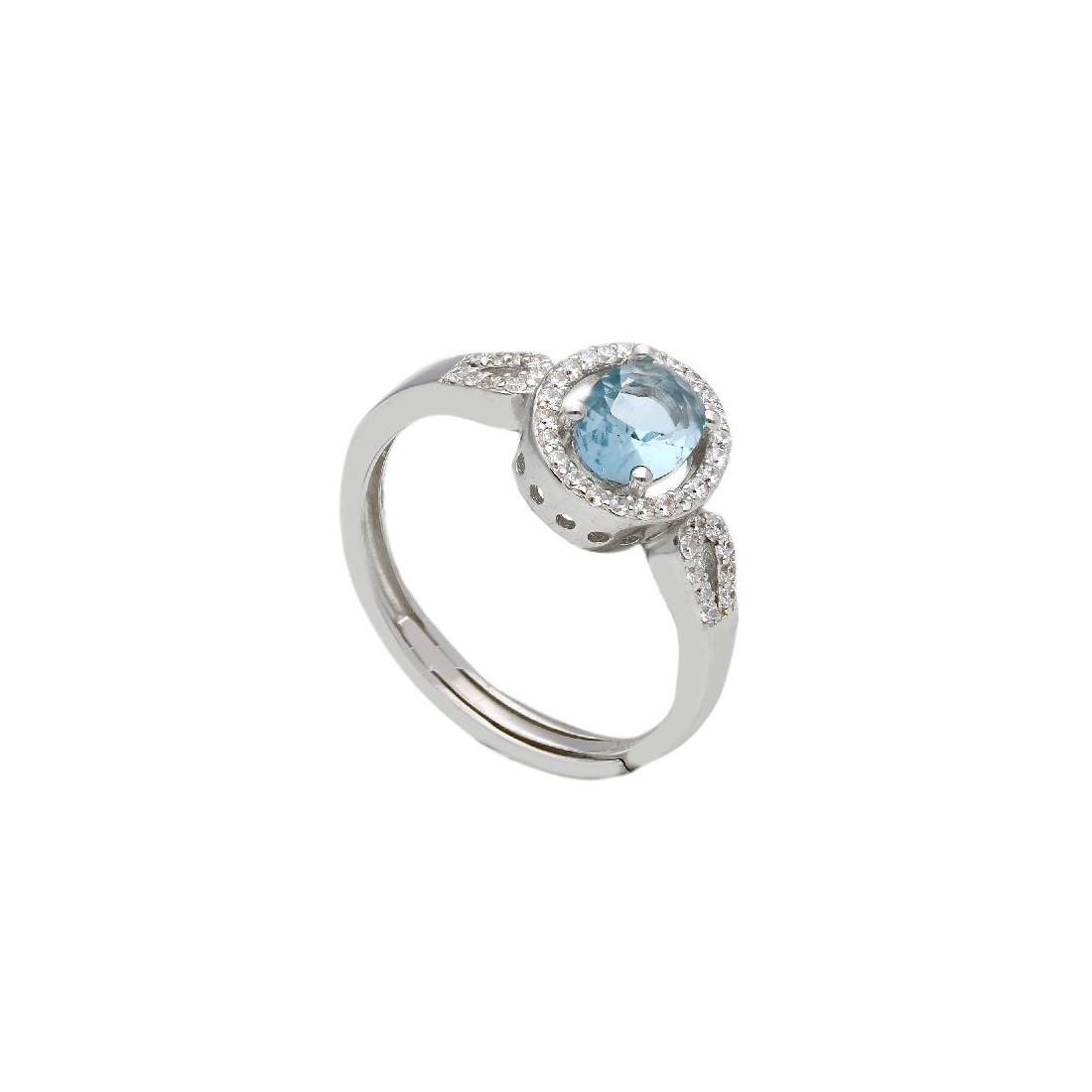 Anello in argento 925/°°° con zirconia cubica azzurra