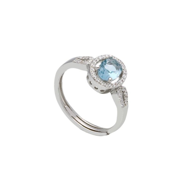 Anello in argento 925/°°° con zirconia cubica azzurra