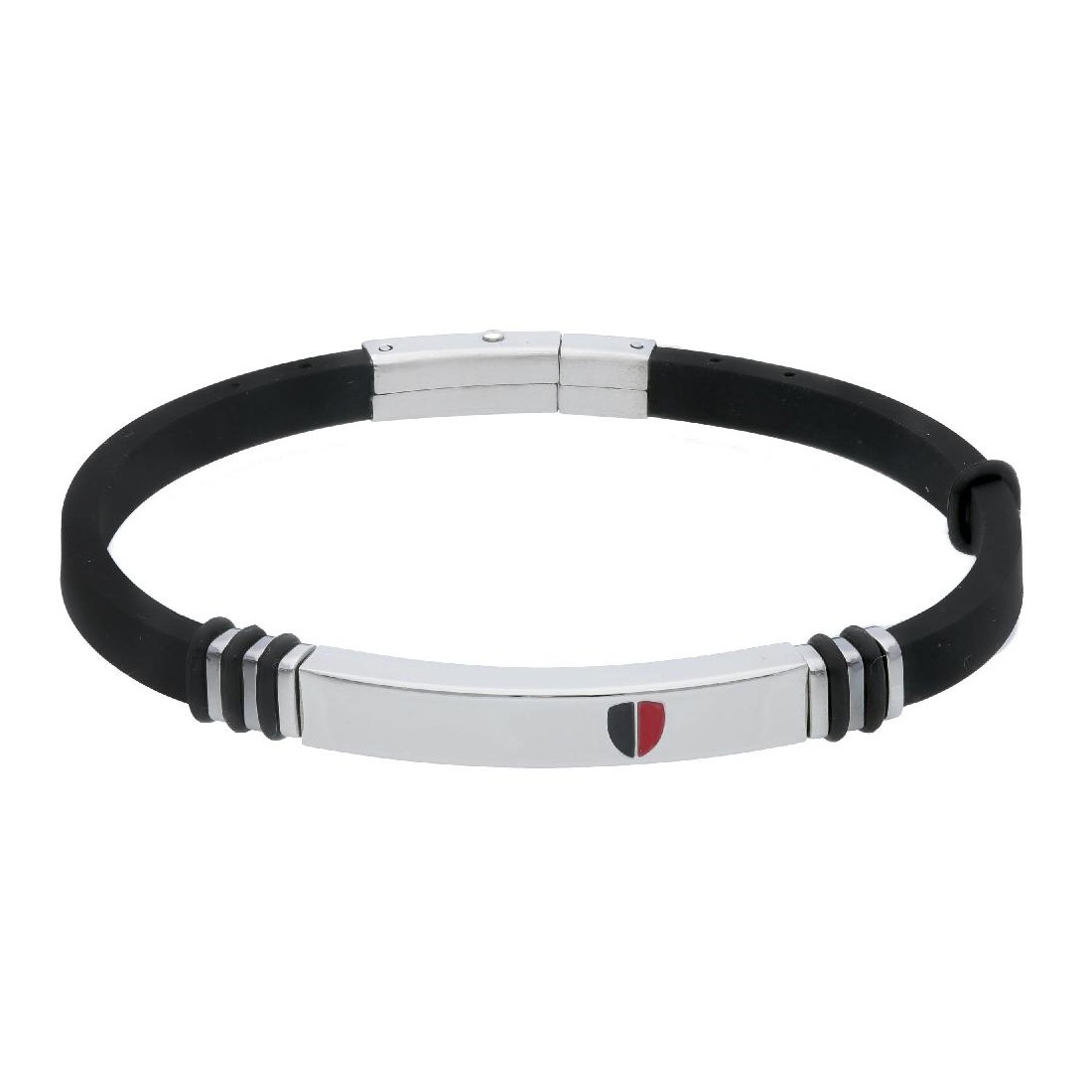 Bracciale in acciaio e caucciù con smalto