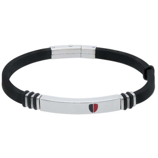 Bracciale in acciaio e caucciù con smalto